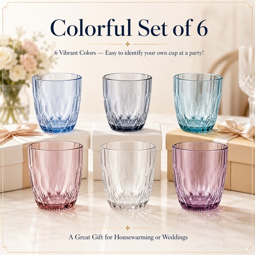 6er set bunte trinkgläser - set,